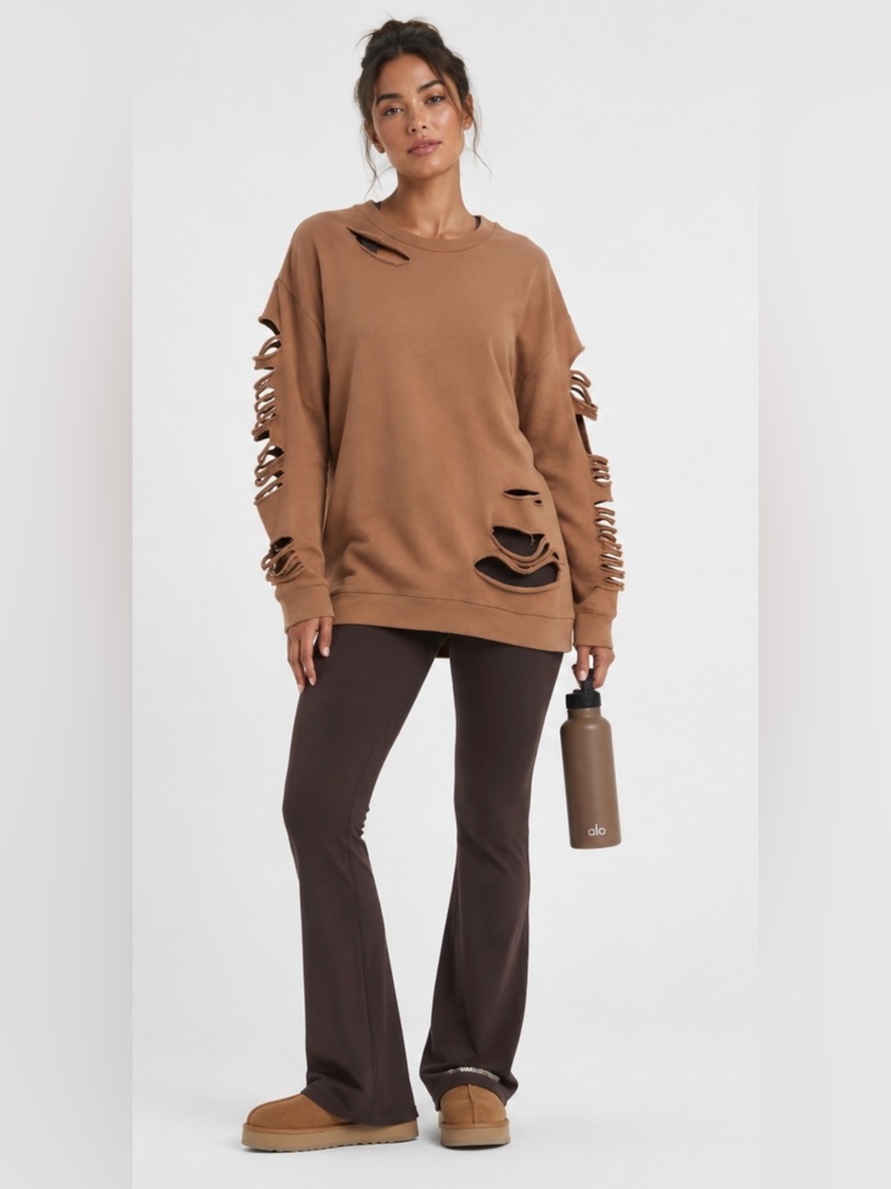 Alo Yoga Fade Long Sleeve Pullover in Henna